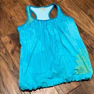 Athleta blue green tank sz M with gathered bottom